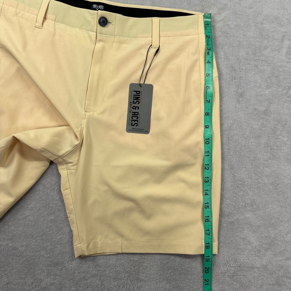 Pins & Aces Golf Shorts Men 36 Yellow Performance 4-Way Stretch New With Tags - Picture 13 of 13